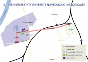 Click for parade route (graphic by Joshua Holly, TSU Creative Services)