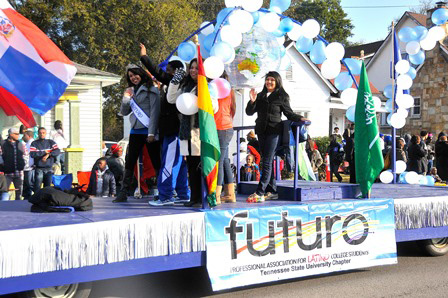 Tennessee State University’s FUTURO chapter float during the University’s homecoming parade in October. (Photo credit: Daryl Stuart)