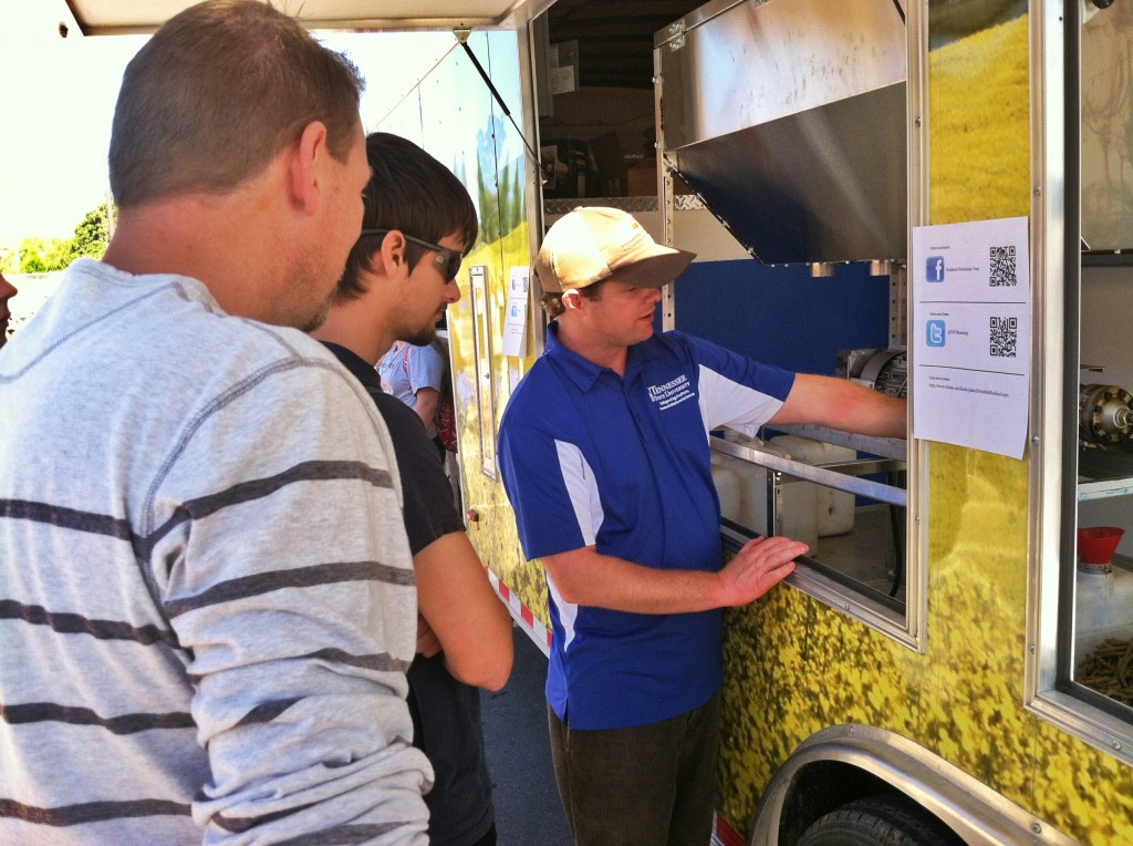 Research Assistant Richard Link discusses the biodiesel conversion process at Lebanon High School's "Ag Day" on Sept. 25th. 