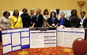 Psychology students from TSU had the opportunity to present their research to professional school counselors from around the state during the Tennessee Counseling Association’s annual conference. Nine of the 17 students presenting included  (L-R) Avis Littleton, Jemeika Houston, Tasia Thompson,Dr.  Jeri Lee, associate professor of psychology, Molly Craig, A.J. Furnish, Joye Duvall, Thurman Webb, assistant professor of psychology, Martha Jones, Tori Adams, and Tara Carmichael. (courtesy photo) 