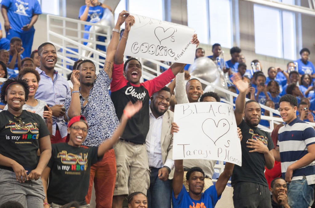 Tennessee State University students greeted Academy Award nominated actress Taraji P. Henson with an enthusiastic welcome during her recent visit to the campus