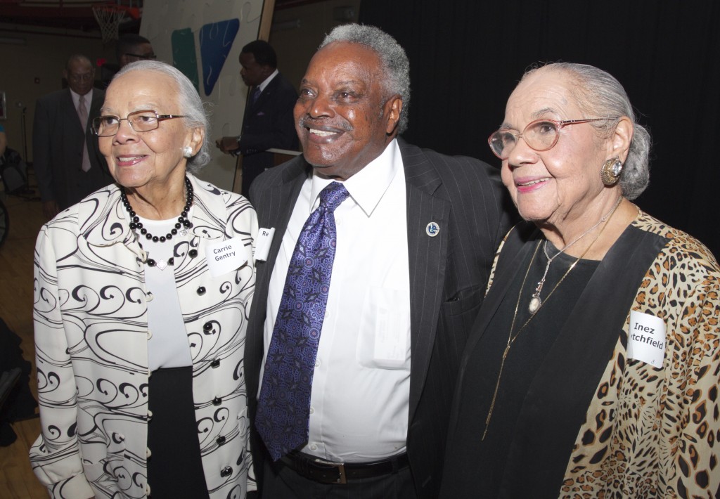 TSU educators and civil rights pioneers Carrie Gentry (l) and Inez Crutchfield (r) were honored for their service to others during the 10th Annual James "Tex" Thomas  (center) Humanitarian prayer breakfast. The ceremony, held at the Northwest Family YMCA, also honored TSU women's and Olympic track coach Ed Temple. 
